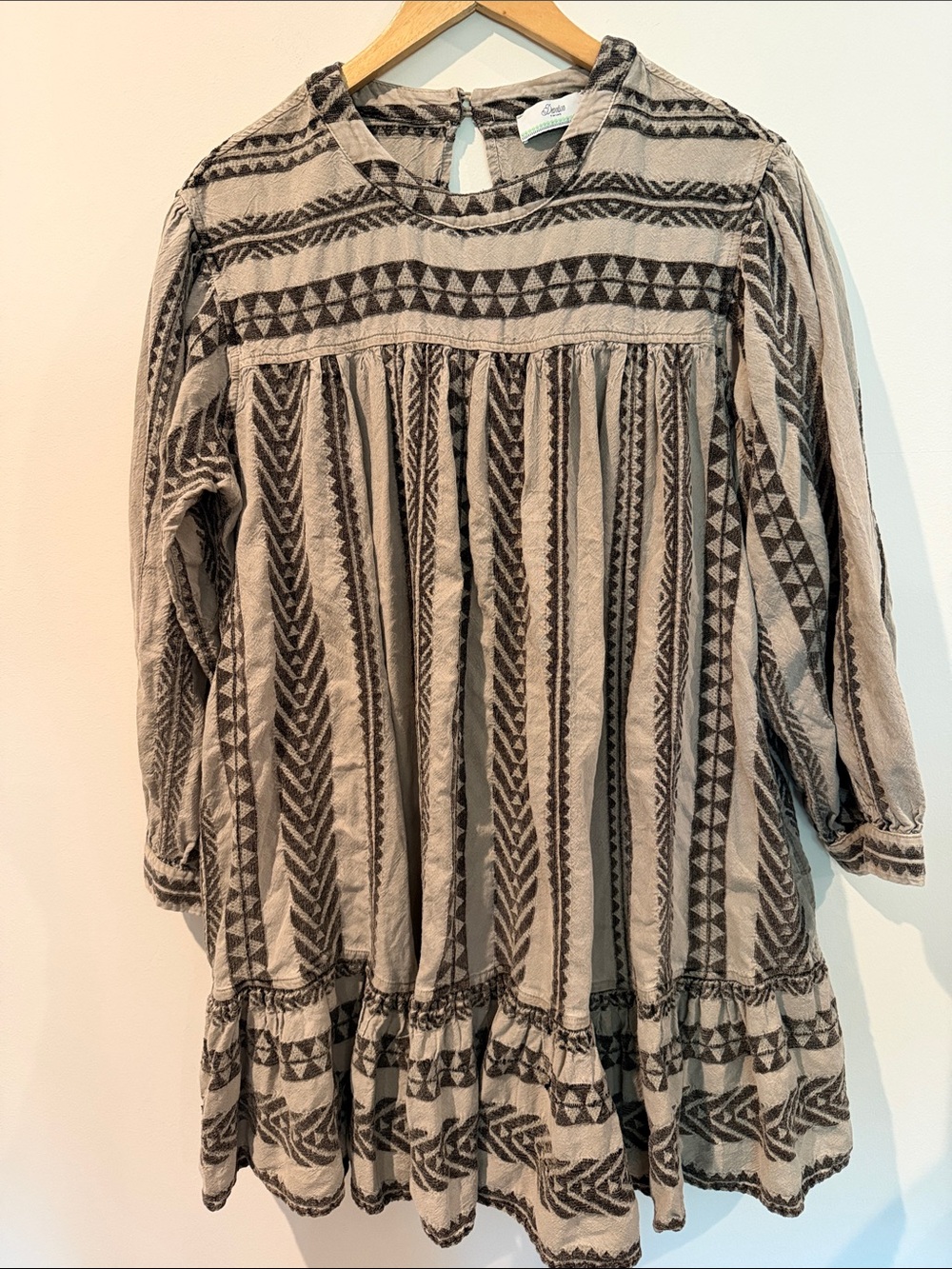 Devotion TWINS Neutral Patterned Boho Tunic in Taupe and Charcoal